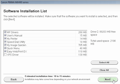 step 9 - Select Software list to install on your printer