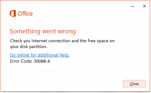 Microsoft Office Error Code 30088-4