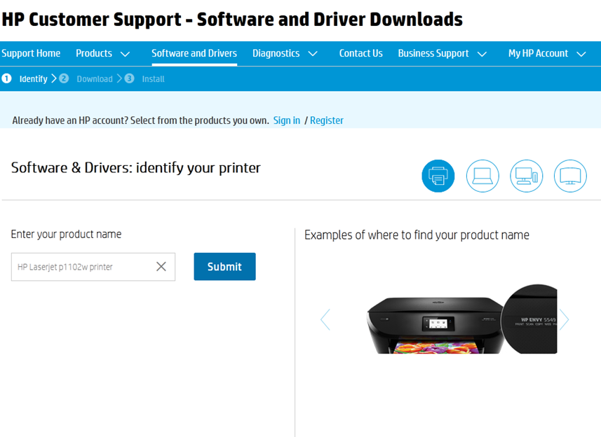 Steps to Download HP Laserjet p1102w Driver - 2