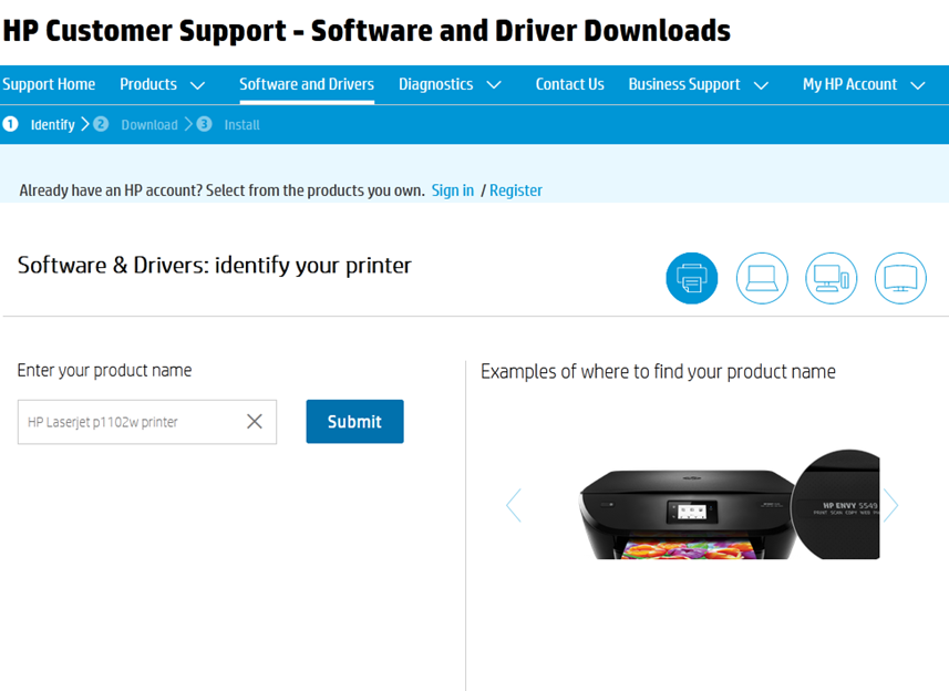 HP Laserjet p1102w Driver