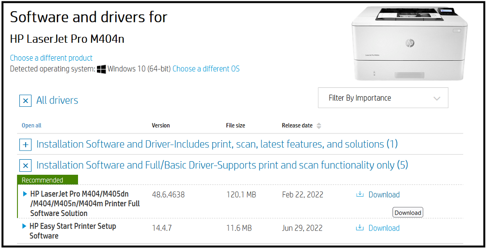 HP OfficeJet M404n Drivers