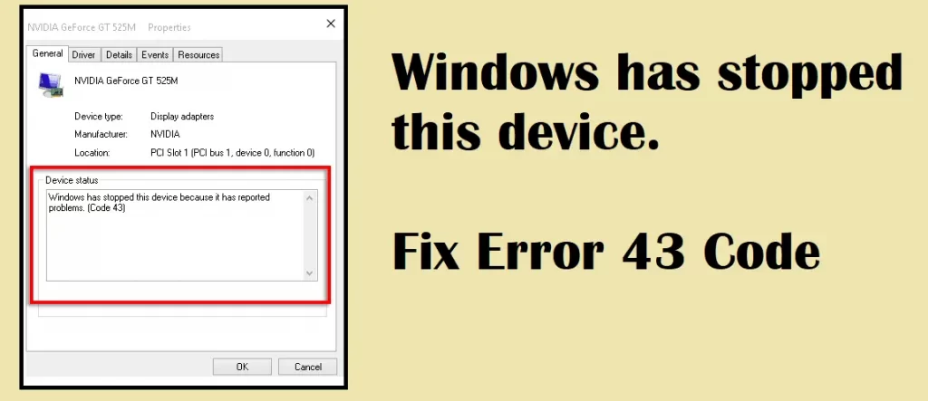 Windows has stopped this device because it has reported problems